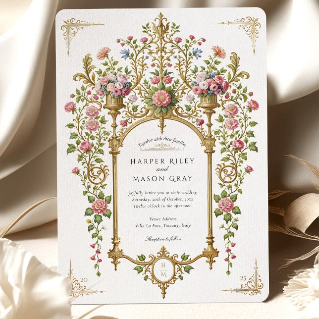 Luxurious Baroque Gold Floral Wedding Invitation (Creator Uploaded)