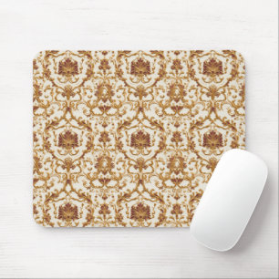 Luxurious Baroque Gold Ornament on Ivory Mouse Mat