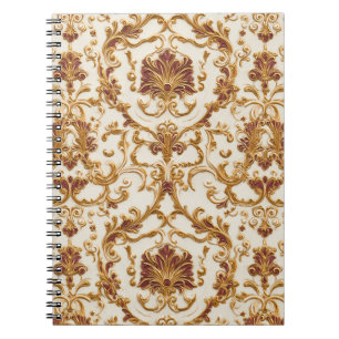 Luxurious Baroque Gold Ornament on Ivory Notebook