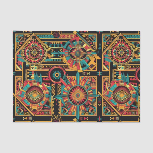Luxurious Beige "Aztec Dream" Textured Tissue Pape Paper (Front)
