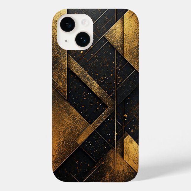 Luxurious Black and Gold Abstract Geometric Case-Mate iPhone Case (Back)