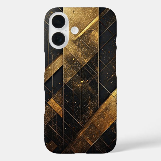 Luxurious Black and Gold Abstract Geometric Case-Mate iPhone Case (Back)