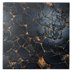 Luxurious Black and Gold Abstract Tile