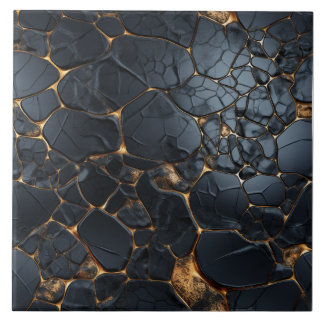 Luxurious Black and Gold Abstract Tile