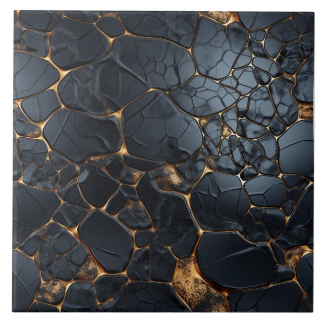 Luxurious Black and Gold Abstract Tile (Front)