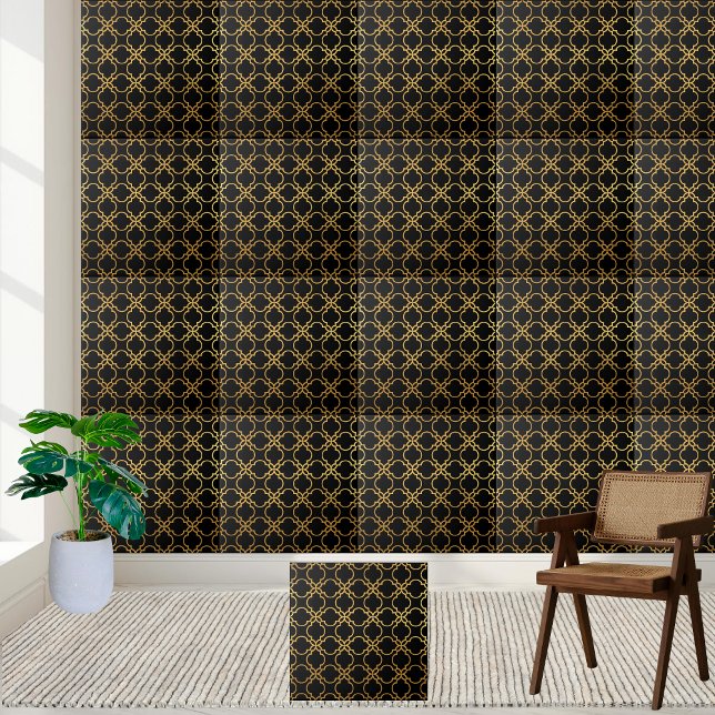  Luxurious Black and Gold Geometric Tile (Luxurious Black and Gold Geometric Tile)