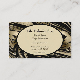 Luxurious Black and Gold Marble Spa Yoga Beauty Business Card