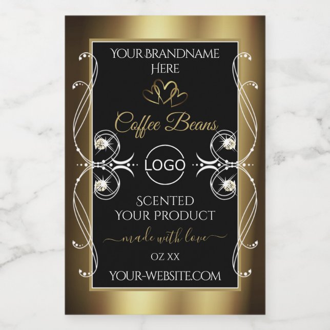 Luxurious Black and Gold Product Label Jewels Logo (Single Label)