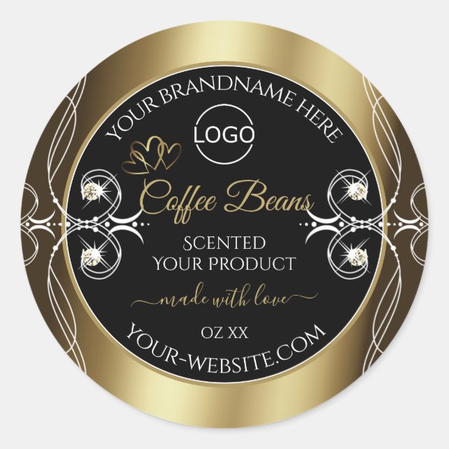 Luxurious Black and Gold Product Label Jewels Logo (Front)