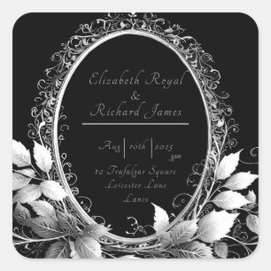 Luxurious black and gold wedding theme Elegant Square Sticker
