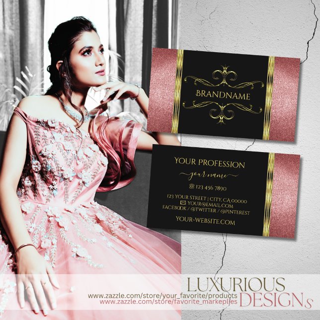 Luxurious Black and Gold with Red Glitter Ornate  Business Card (Creator Uploaded)