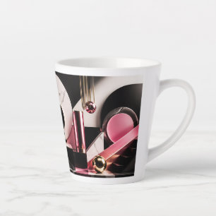 Luxurious Black and Pink Marble Geometric Design Latte Mug