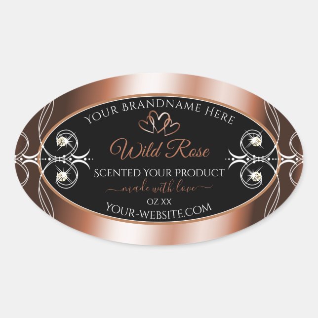 Luxurious Black and Rose Gold Decor Product Labels (Front)