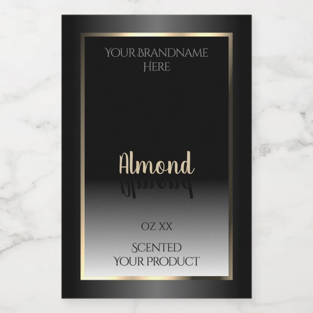 Luxurious Black and White Product Label Gold Frame (Single Label)