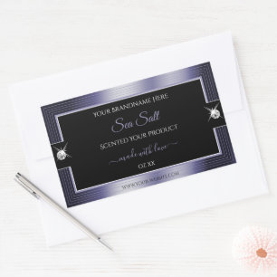 Luxurious Black Blue Shiny Brilliant Product Label