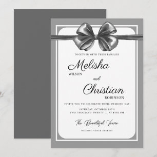 Luxurious Black Bow Wedding Invitation. Invitation