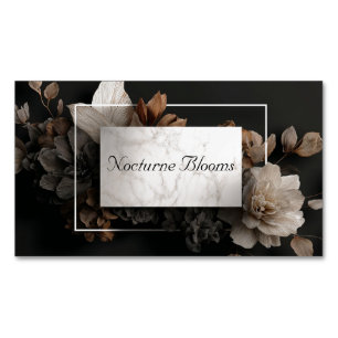 Luxurious Black Bronze Floral White Marble Modern Magnetic Business Card