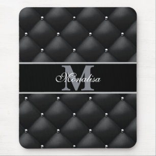 luxurious black design monogramed personalised mouse mat
