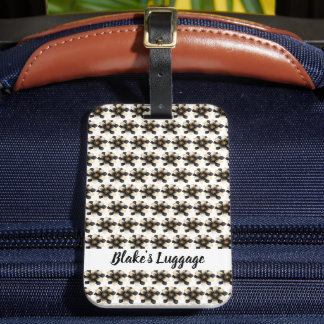 Luxurious Black Floral Luggage Tag
