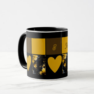 luxurious black gold agate floral marble mug
