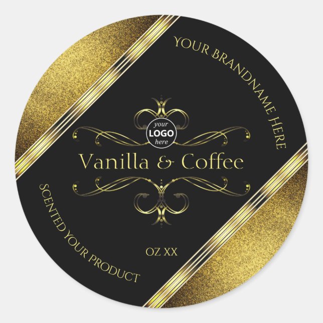 Luxurious Black Gold Borders Product Labels Logo (Front)