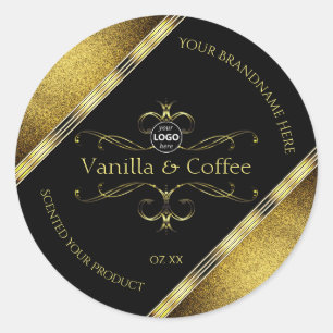 Luxurious Black Gold Borders Product Labels Logo
