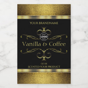 Luxurious Black Gold Borders Product Labels Logo