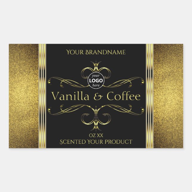 Luxurious Black Gold Borders Product Labels Logo (Front)