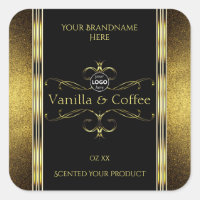 Luxurious Black Gold Borders Product Labels Logo