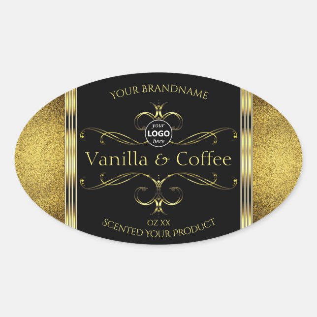 Luxurious Black Gold Borders Product Labels Logo (Front)