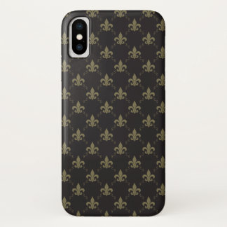 Luxurious Black Gold Fleur De Lis Pattern iPhone X Case