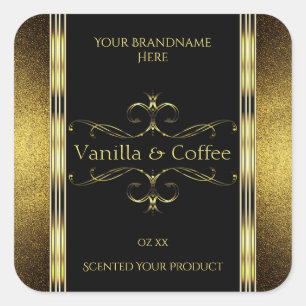 Luxurious Black Gold Glitter Borders Product Label