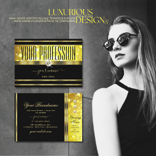 Luxurious Black Gold Glitter Diamonds Golden Decor Business Card