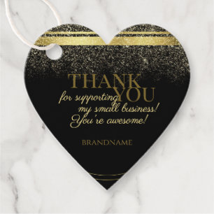 Luxurious Black Gold & Glitter Packaging Thank You Favour Tags