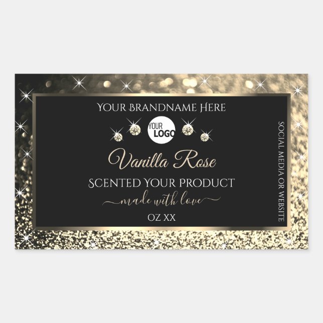 Luxurious Black Gold Glitter Product Labels Logo  (Front)
