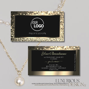 Luxurious Black Gold Sparkle Glitter Logo Elegant Business Card
