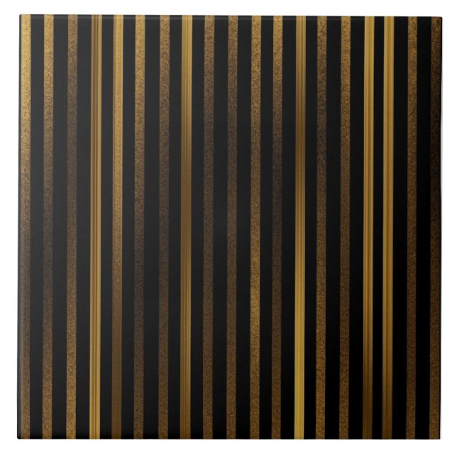 Luxurious Black Gold Stripes Tile (Front)