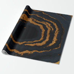 Luxurious Black Marble with Gold Accents – Elegant Wrapping Paper