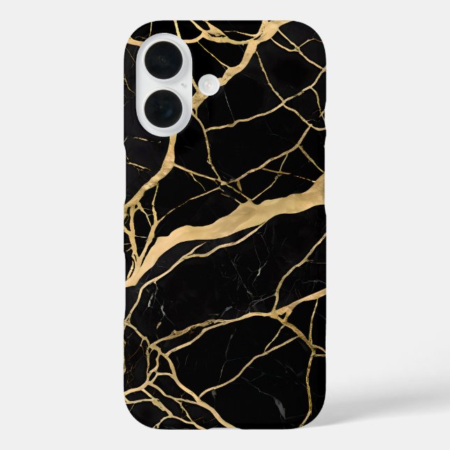 Luxurious Black Marble with Gold Veins Case-Mate iPhone Case (Back)