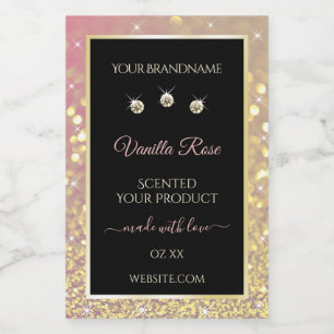 Luxurious Black Pink Gold Glitter Product Labels