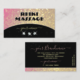 Luxurious Black Pink Gold Sparkle Glitter Diamonds Business Card