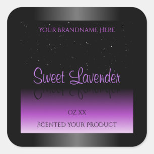 Luxurious Black Purple Product Labels Soft Glitter