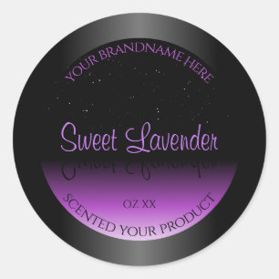 Luxurious Black Purple Product Labels Soft Glitter