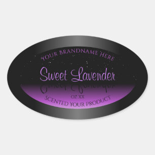 Luxurious Black Purple Product Labels Soft Glitter