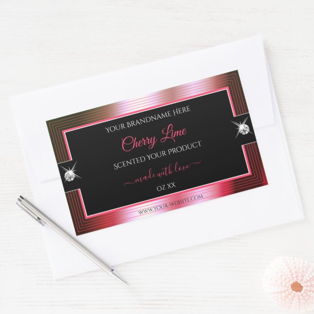 Luxurious Black Red Green Brilliants Product Label (Envelope)