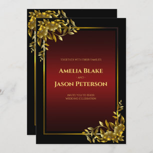 Luxurious Black & Red Wedding Invitation