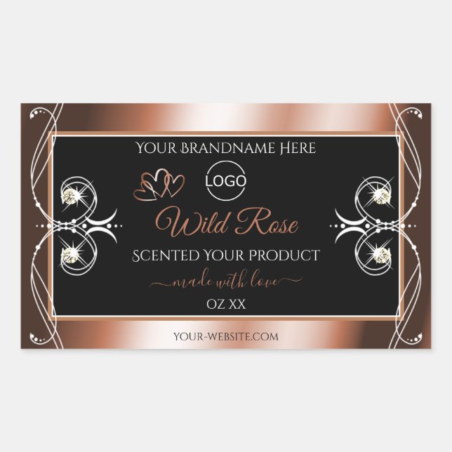 Luxurious Black Rose Gold Decor Product Label Logo (Front)