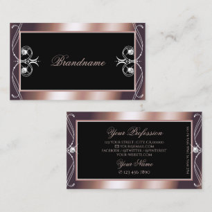 Luxurious Black Rose Gold Sparkle Jewels Ornaments Business Card