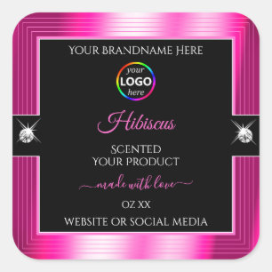 Luxurious Black Shiny Pink with Logo Product Label