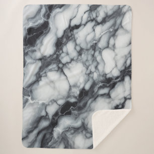 Luxurious Black & White Marble Plush Blanket